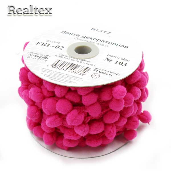 Тесьма декоративная FBL-02 21мм "Blitz" цв.103 малиновый