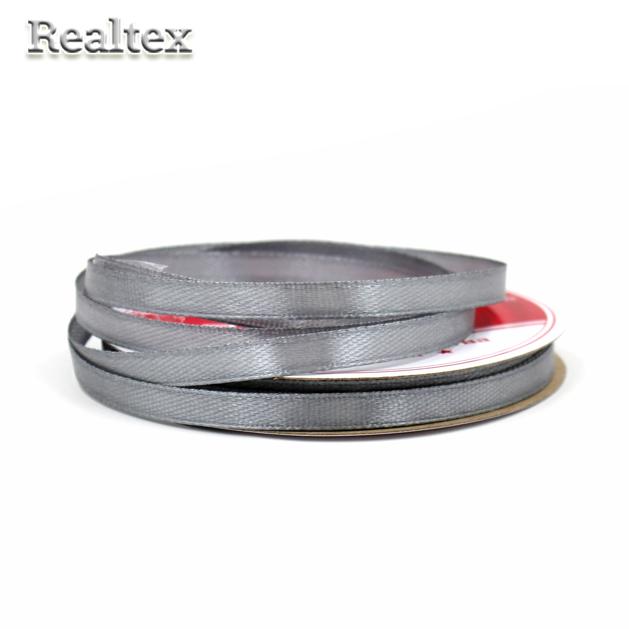 Лента атласная 6мм Realtex (27,4м) цв.095 серый