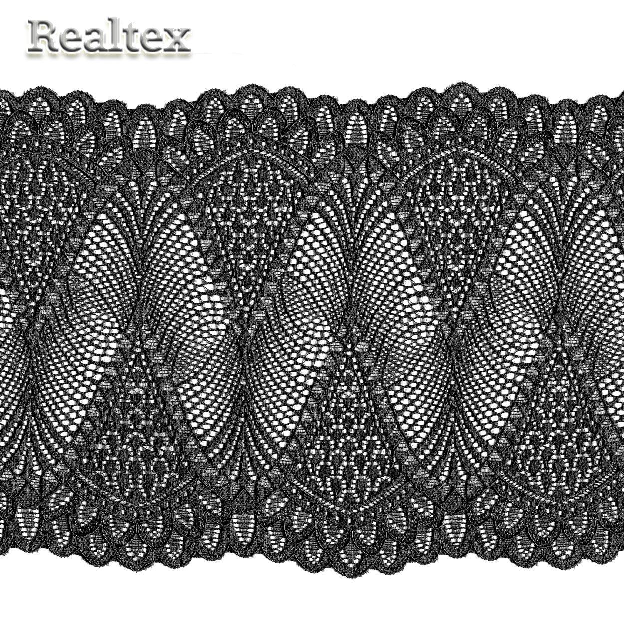 Кружево стрейч 190мм TBY 30200 цв.чёрный