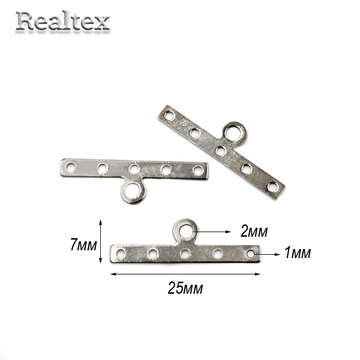 Держатель "Realtex" для 5 нитей 25*7мм (50шт) цв.никель