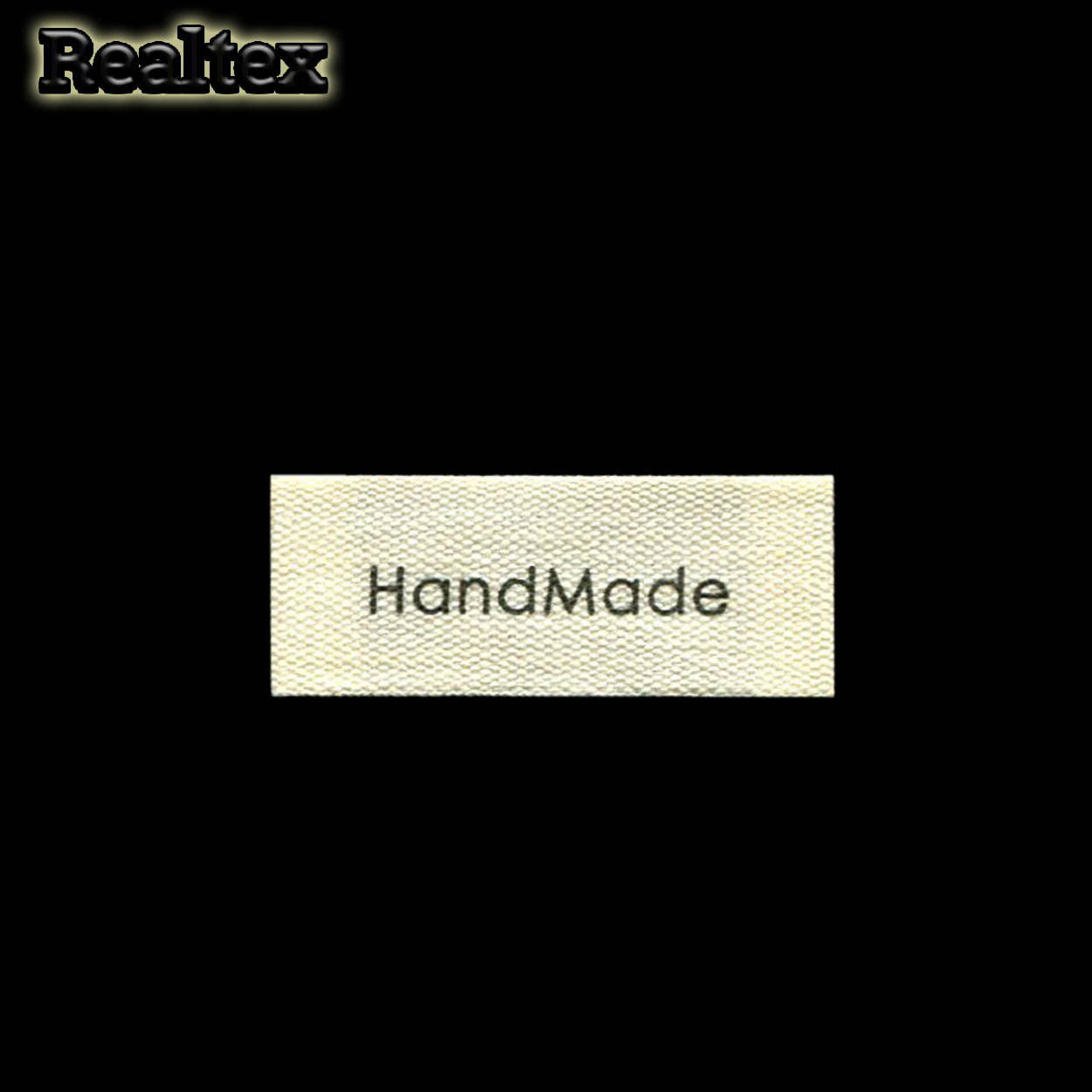 Бирка пришивная ткань Realtex №33 "HandMade" (25шт) цв.суровый