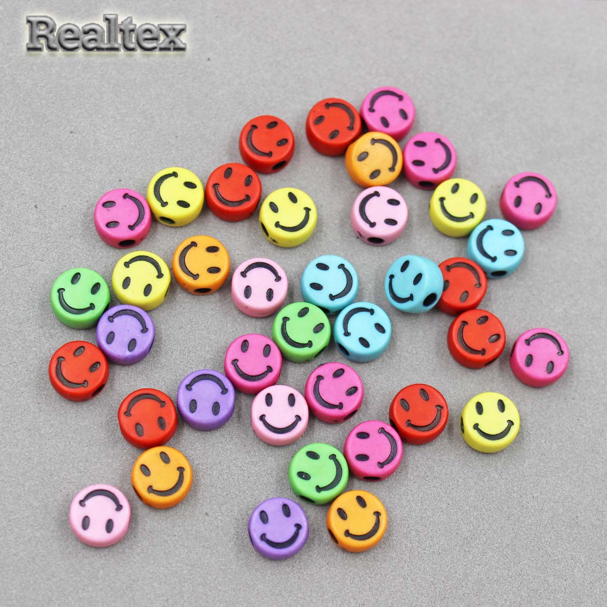 Бусины пластик Реалтекс Смайлик (100гр) цв.mix/черный 