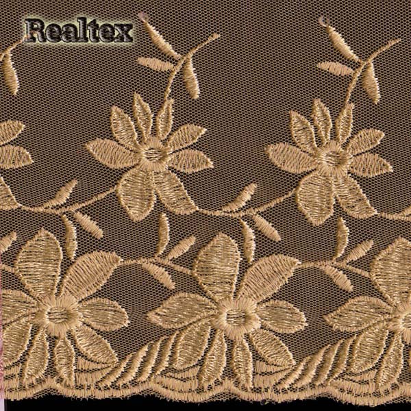 Кружево на сетке 195мм 44-4024 цв.1003 оливковый