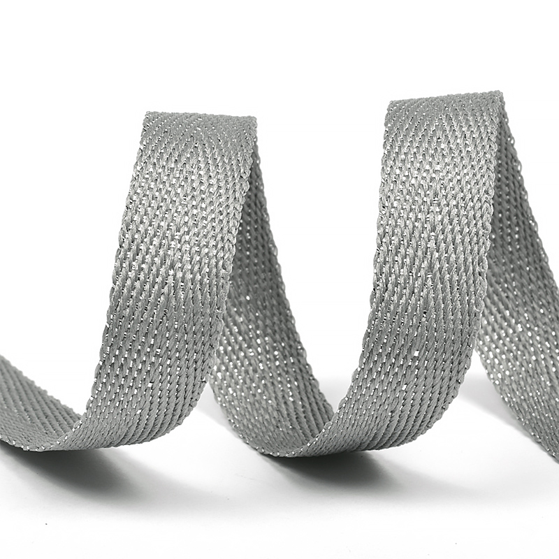 Тесьма киперная металлизированная 90370 13мм цв.серый/серебро