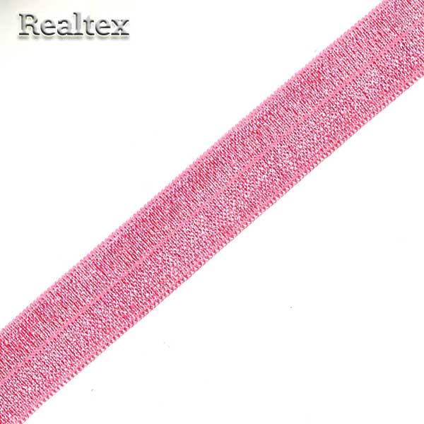 Косая бейка стрейч блестящая 15мм (50м) цв.F137 розовый