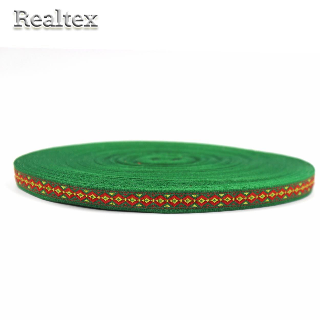 Тесьма жакардовая 10мм с3752г17 рис.9328 (25м) цв.зеленый