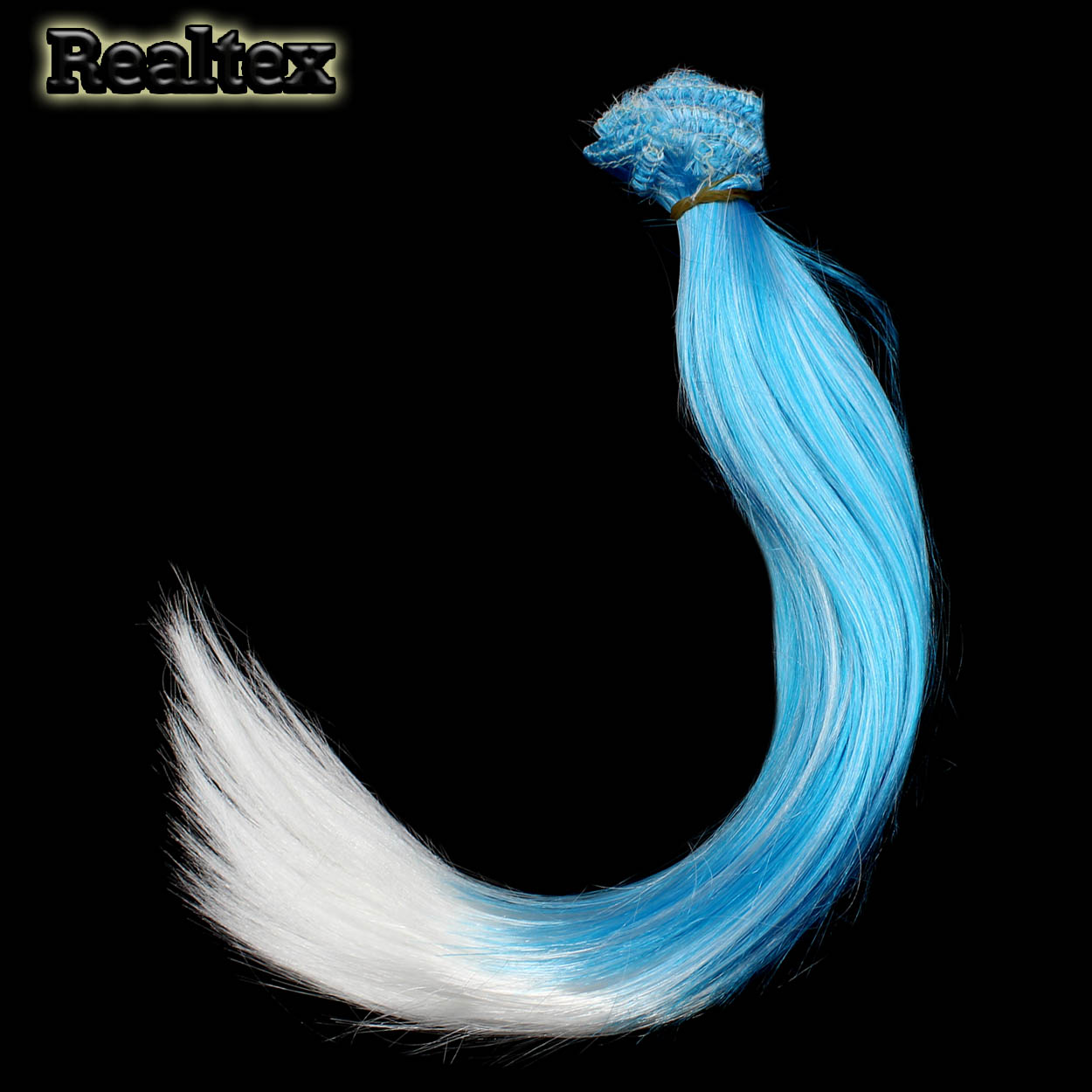 Трессы прямые д.30см ш.45см TBY 31115 для кукол цв.голубой/белый 