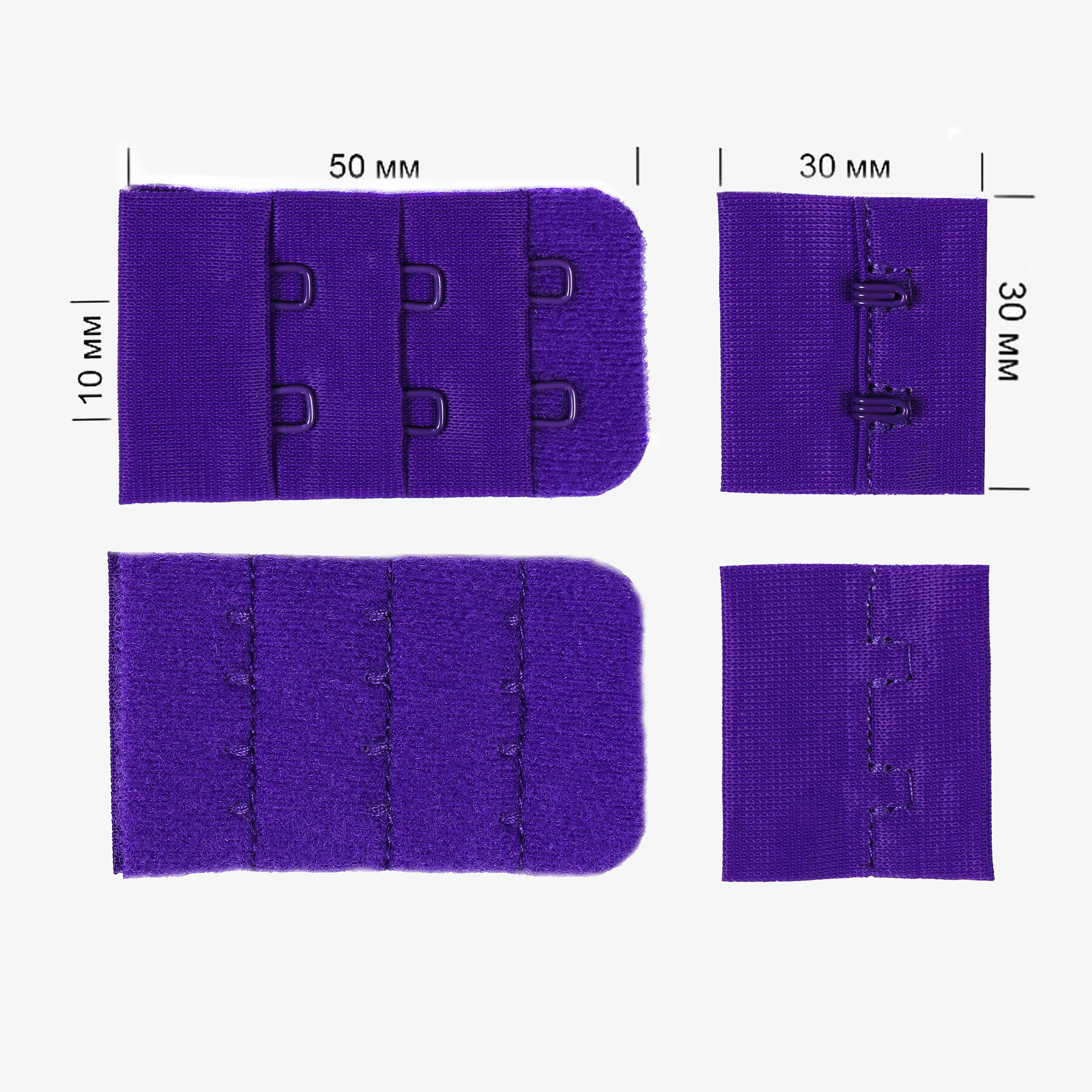 Застежка-крючки TBY 3х2 3см (10шт) цв.A0507 фиолетовый неон