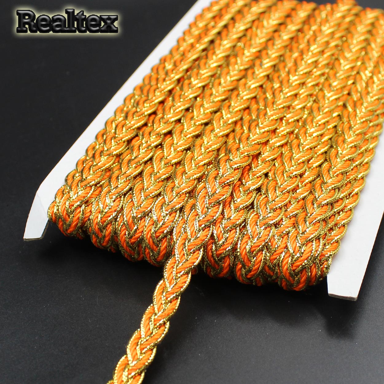 Тесьма металлизированная  10мм RS "Косичка" цв.золото/оранжевый 