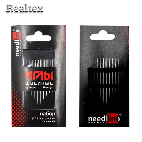 Набор игл швейных ручных для вышивки по канве ИЗ-200923 никелированных ассорти (10 игл) 