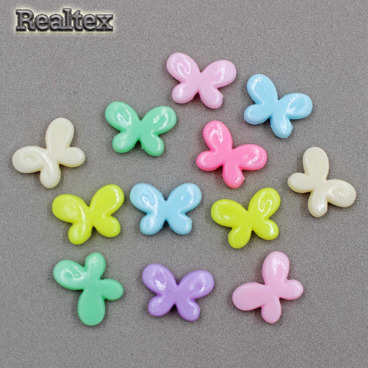 Бусины пластик Реалтекс Бабочка гладкая (100гр) цв.mix