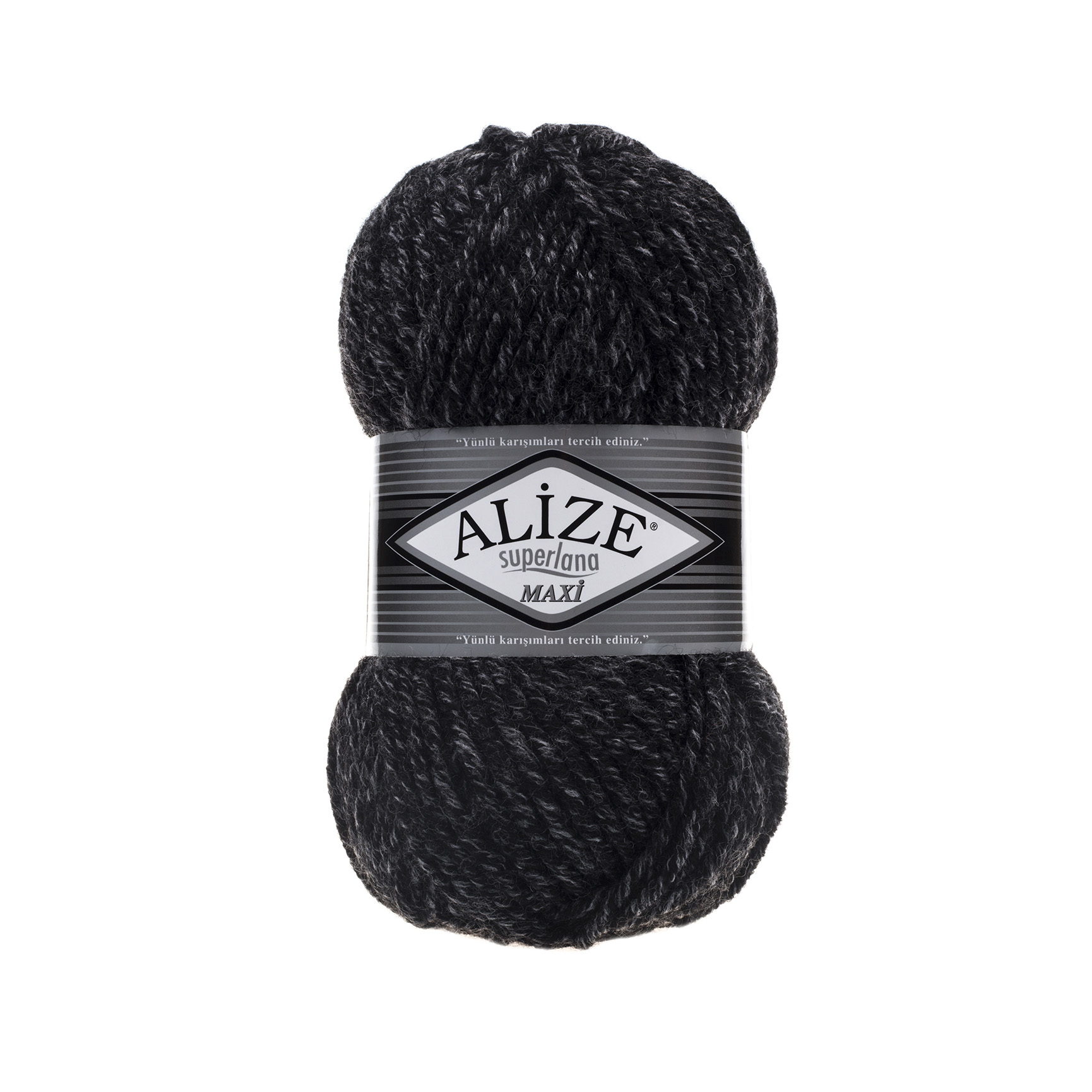 Пряжа Alize "Super Lana Maxi" (100гр) цв.800 меланжевый антрацид