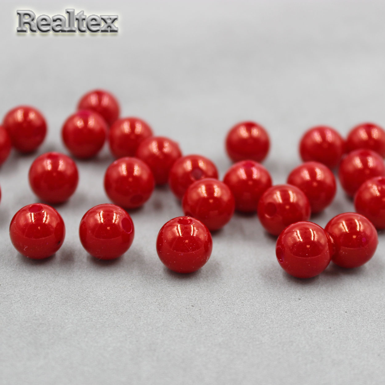 Бусины пластик Realtex 12мм под жемчуг (500гр) цв.40 красный