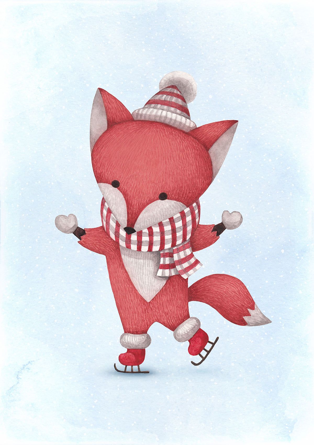 Рисунок на канве МП №1867 "Лисичка на катке" 28х37см