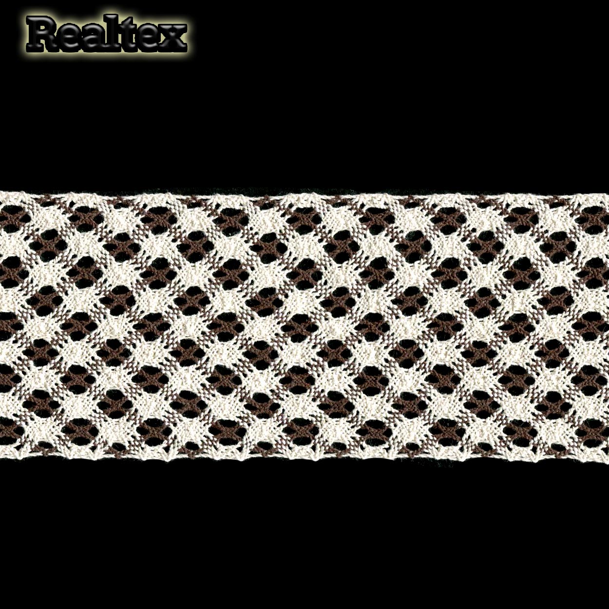 Кружево вязаное 100мм 100.01.151 (25м) цв.суровый/темно-коричневый 