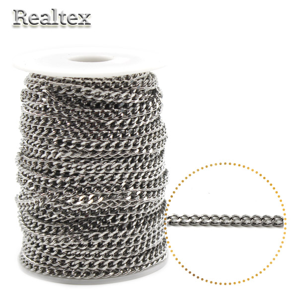 Цепочка декоративная RS B 4,6*6,5*1,2мм (25м) цв.никель 