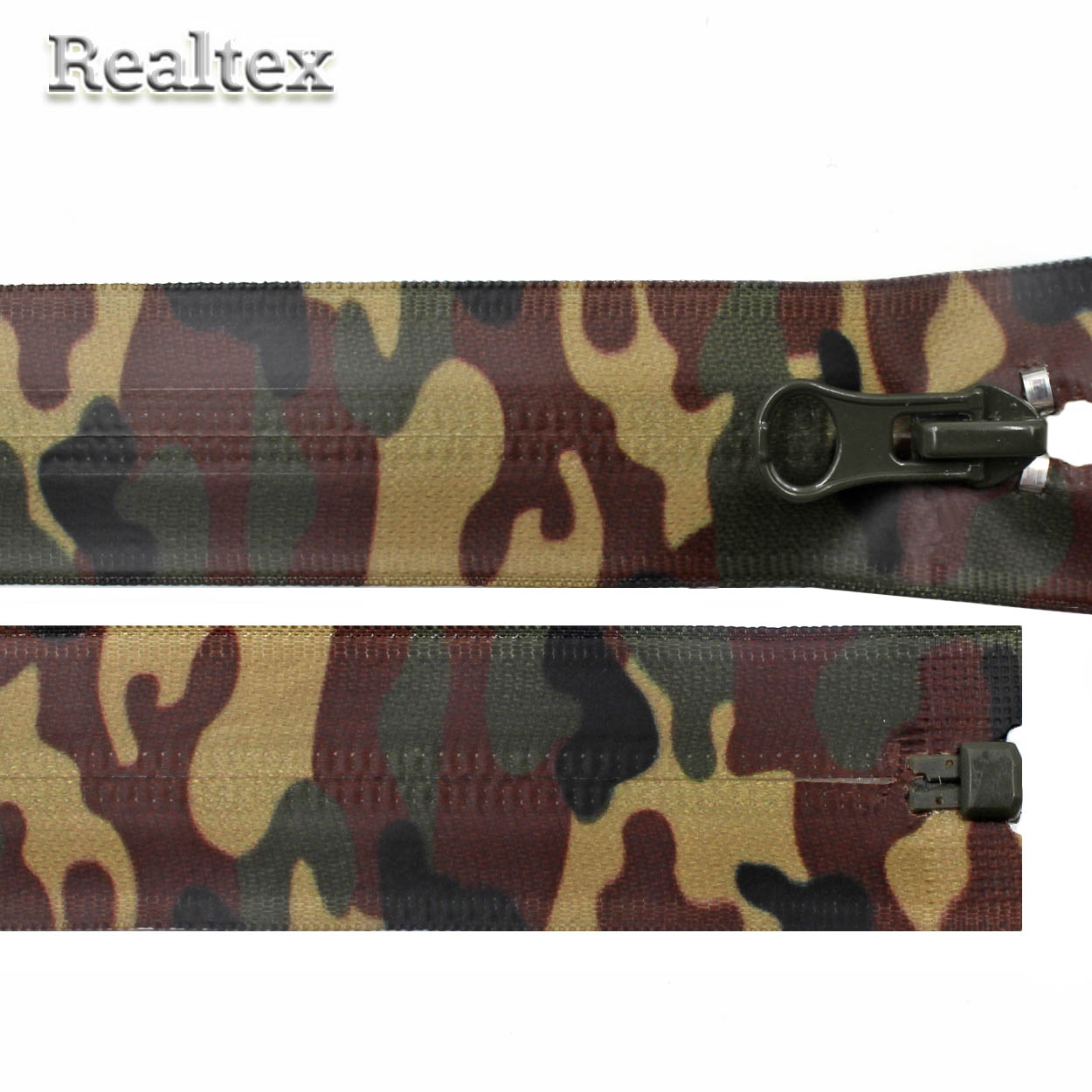  Молния витая Realtex водонепроницаемая R-22 Т.5 1замок 70см разъемная цв.камуфляж хаки