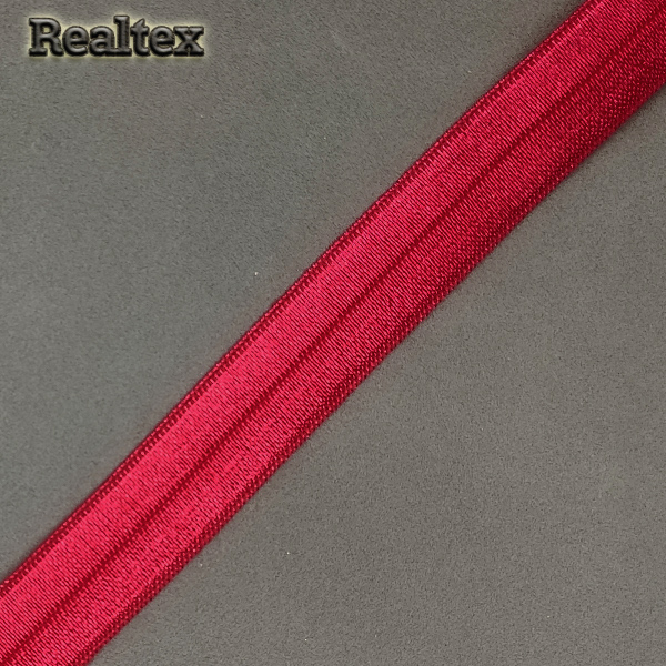 Косая бейка стрейч блестящая 15мм (50м) цв.S059 красный