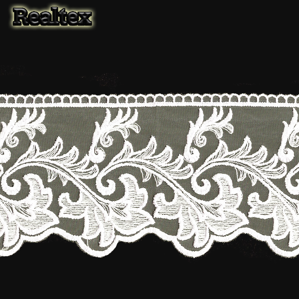 Кружево Реалтекс на сетке 135мм 12BE1208А (9,5м) цв.молочный