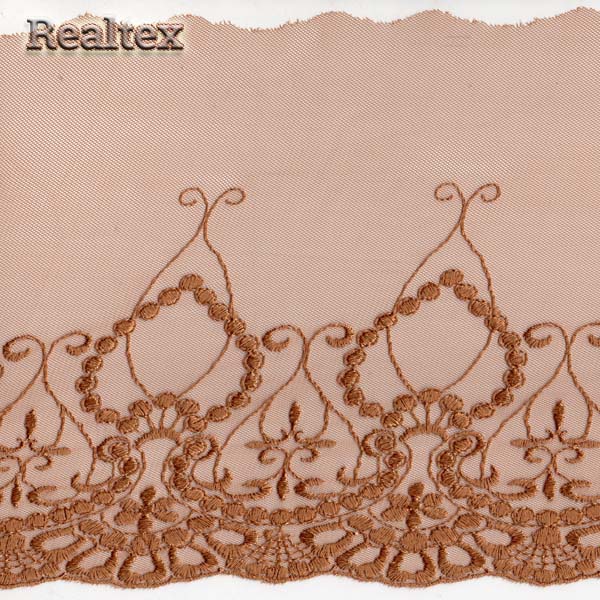 Кружево на сетке 220мм 57-4073 цв.7007 песочный