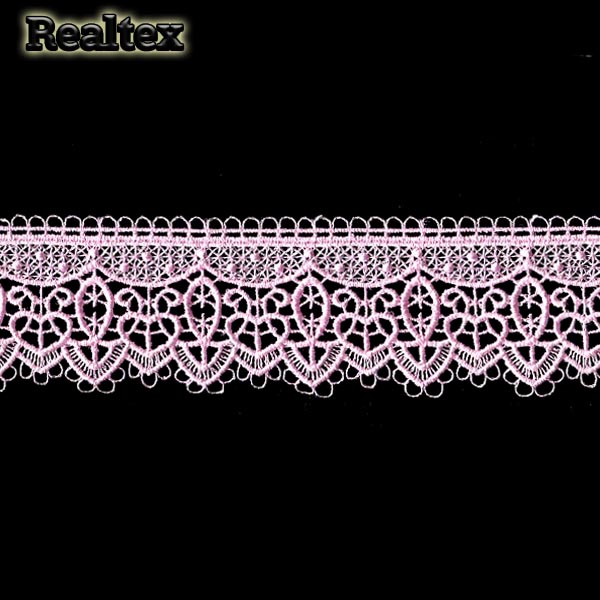 Кружево  гипюр  Realtex  40мм LF-071 цв.28 розовый  