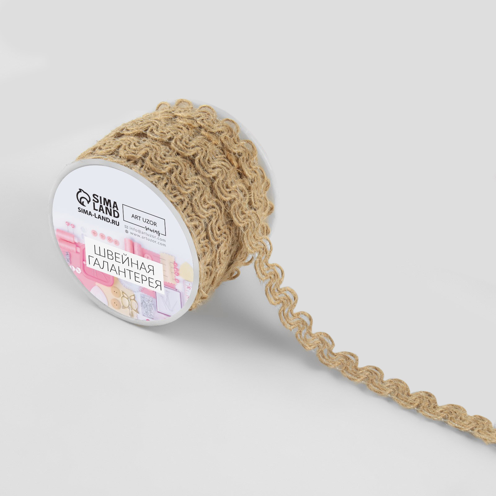 Лента холщёвая "Тонкая волна" 10мм 9624116 (10м) цв.бежевый