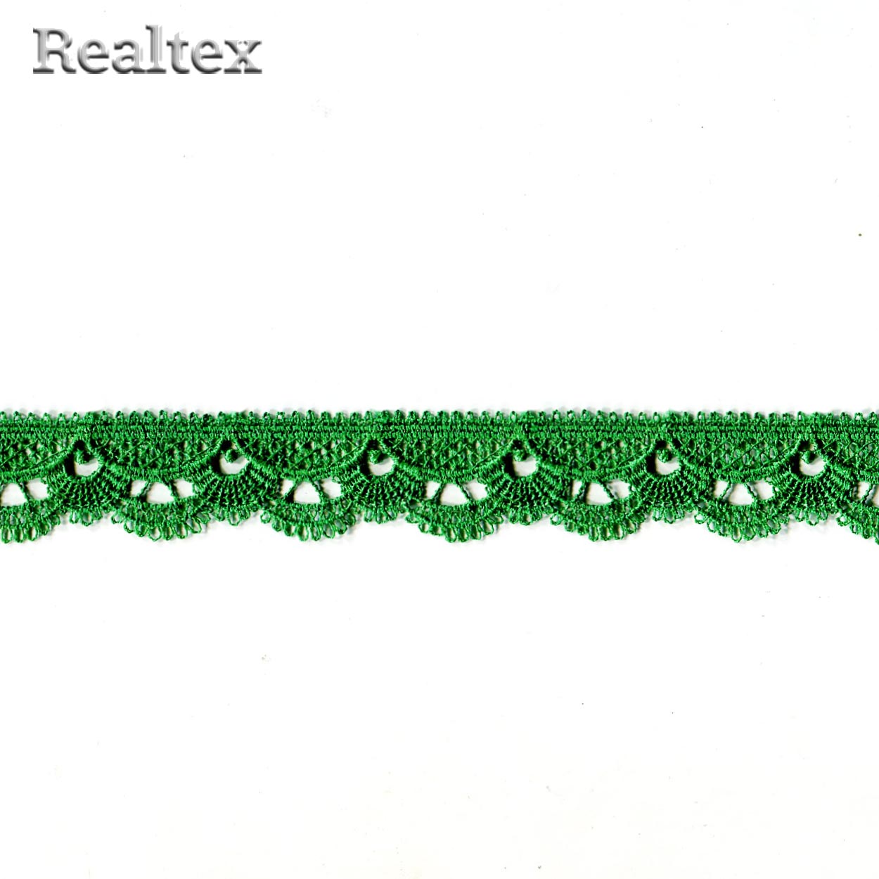 Кружево  гипюр  Realtex  25мм Z-3597 (13,7м) цв.430 зеленая трава