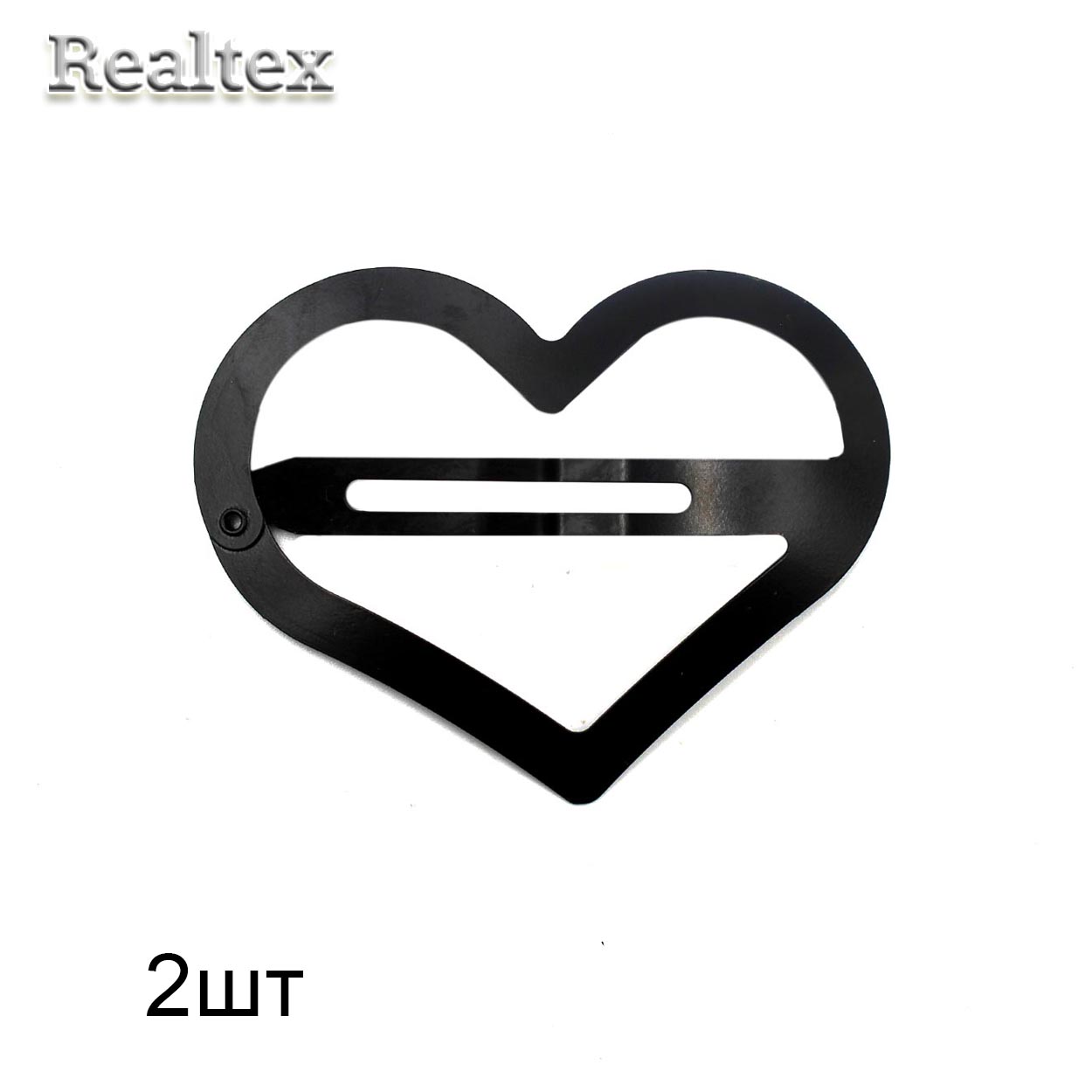Заготовка для заколок "R" Сердечко 60мм (2шт) цв.черный