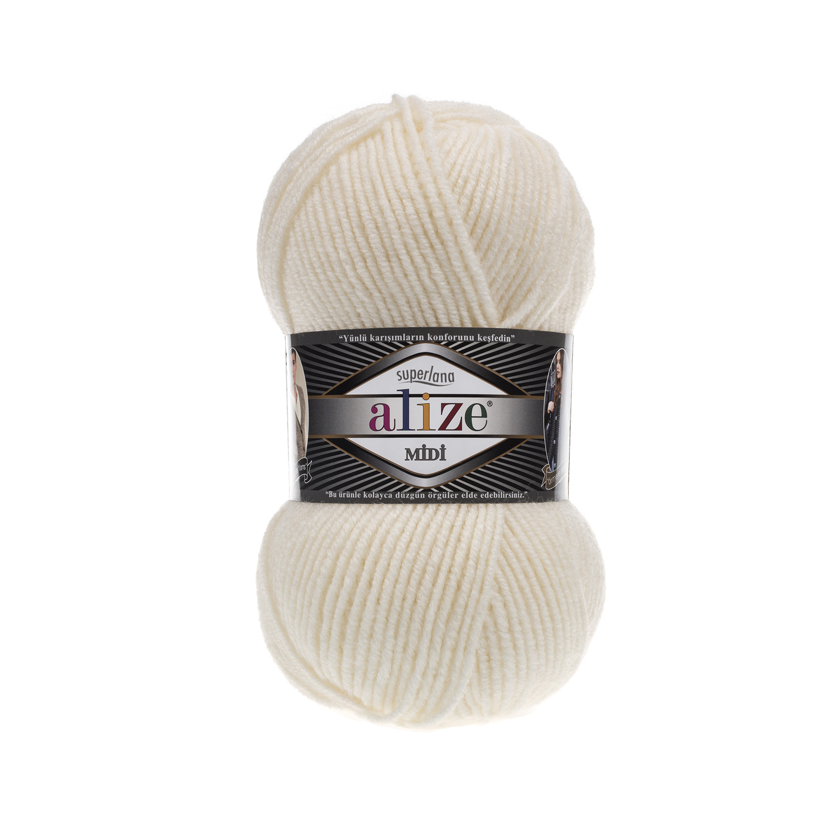 Пряжа Alize "Super Lana Midi" (100гр) цв.062 молочный