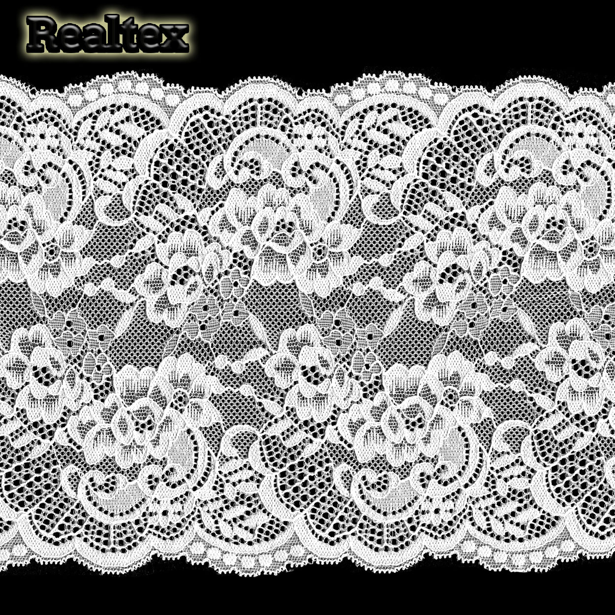 Кружево стрейч 190мм TBY 6392 цв.004 белый