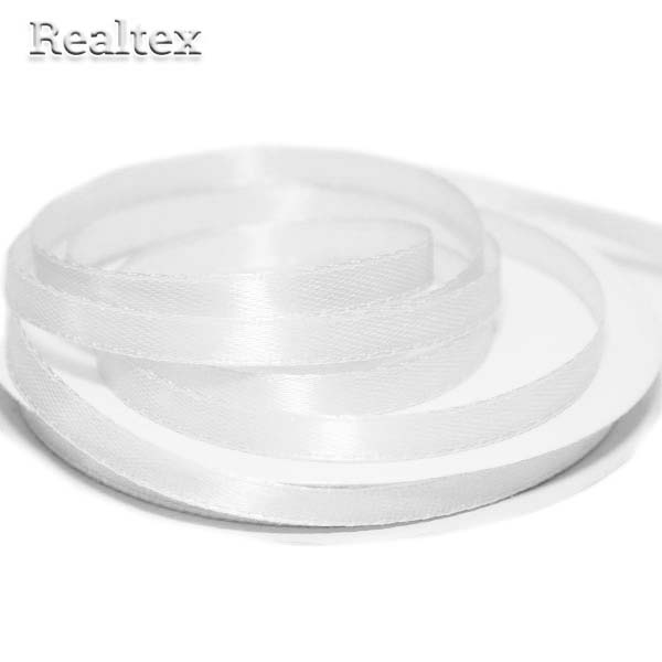  Лента атласная 6мм Realtex (27,4м) цв. белый