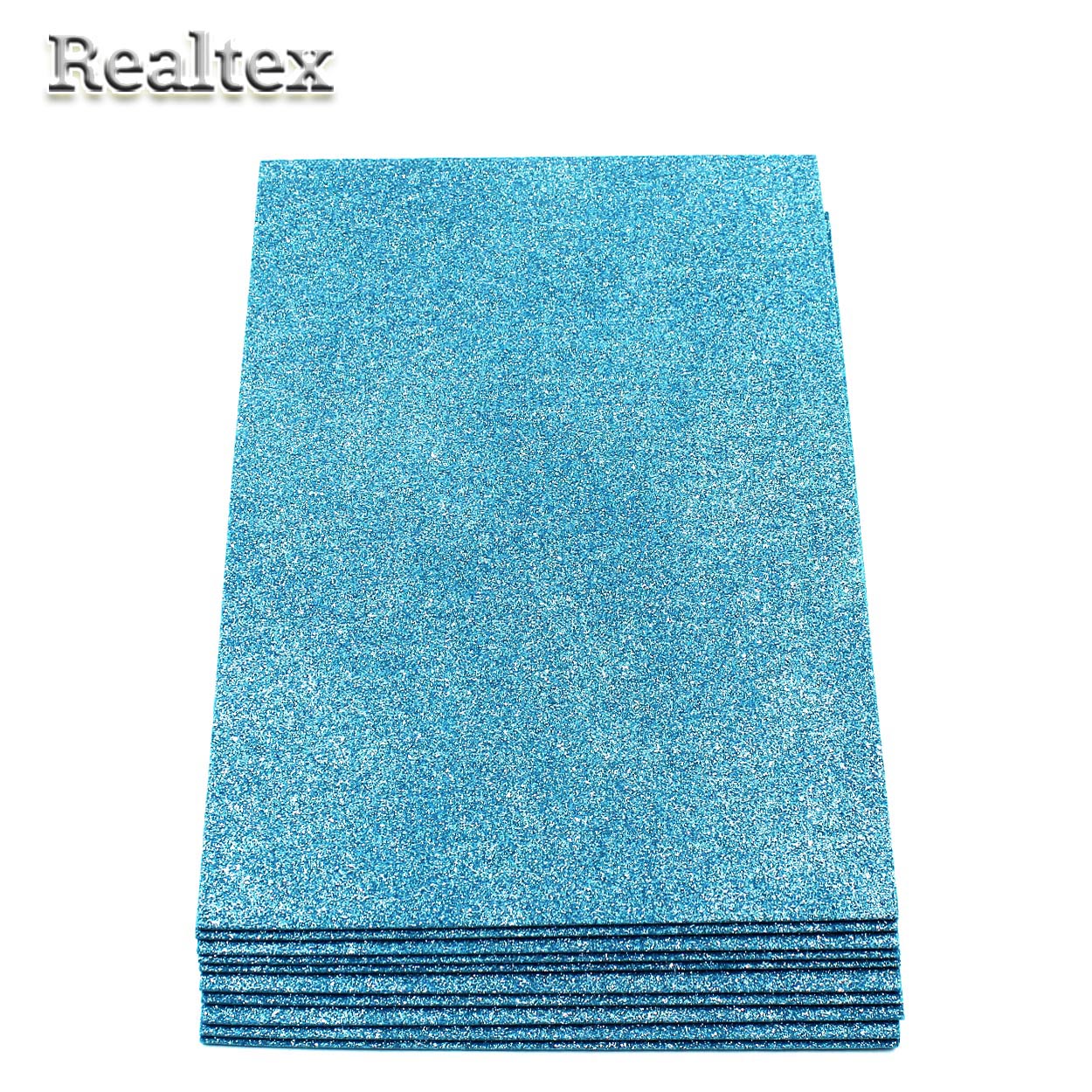 Фоамиран глиттерный Realtex 2мм цв.10 голубой