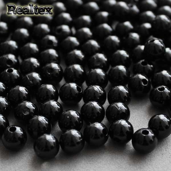Бусины пластик Realtex  8мм под жемчуг (100гр) цв.002 черный