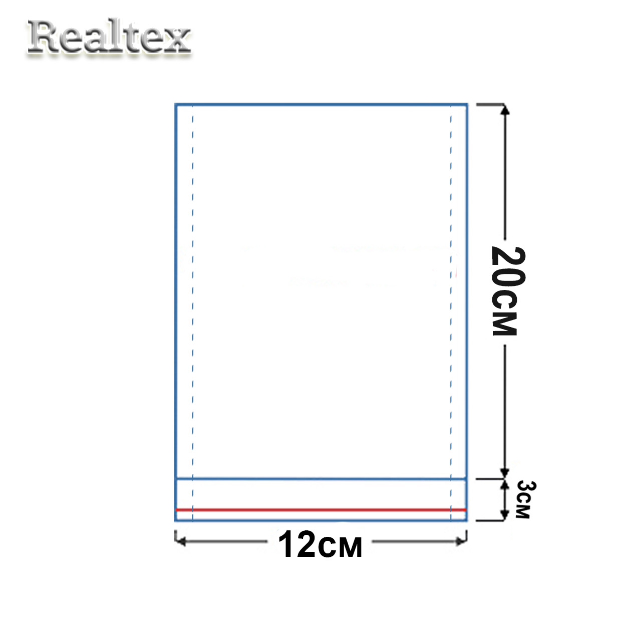 Пакеты упаковочные Realtex со скотч клапаном и перфорацией (двойной шов) 12*20см (200шт)