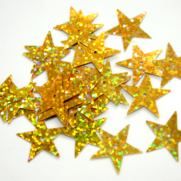 Пайетки "Астра" (10гр) "звездочки" 20мм цв.A20 золото голограмма