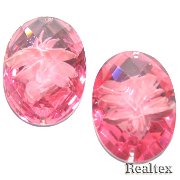 Стразы пластиковые пришивные AB-4 средние цв.розовый 