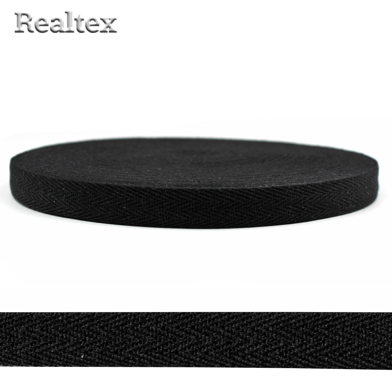Тесьма киперная 15мм Realtex (50м) цв.черный