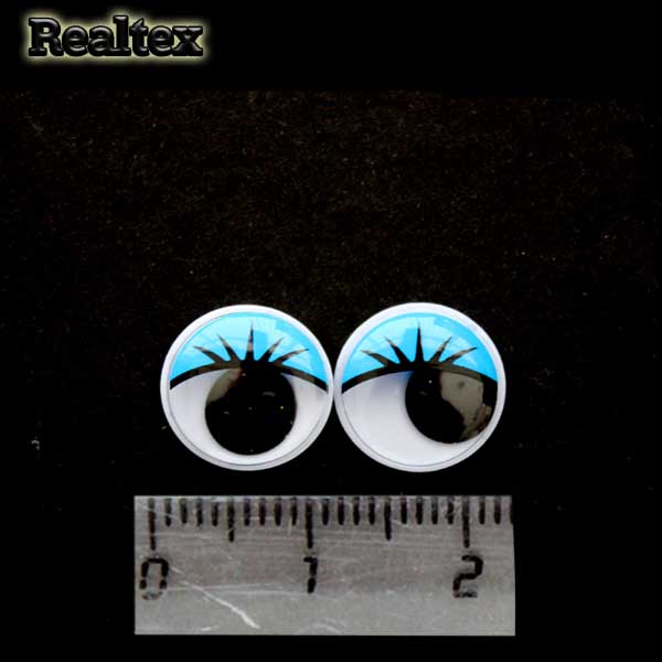 Глазки Realtex круглые бегающие с ресничками 10мм цв.голубой