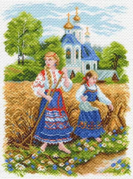 Рисунок на канве МП №1566 "Сенокос" 37х49см