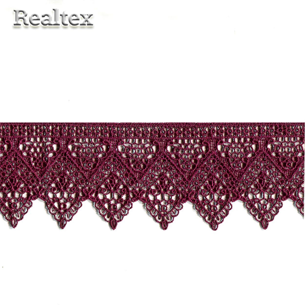Кружево  гипюр  Realtex  51мм LF-92068 цв.17 вишневый