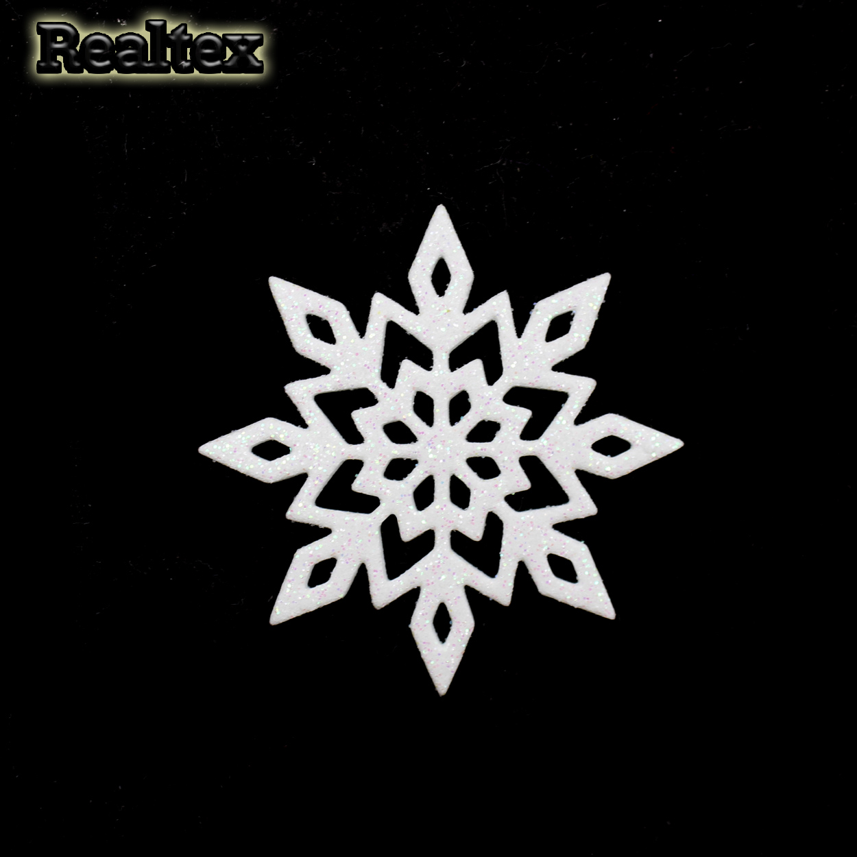 Набор 02 "Снежинки" из глиттерного фоамирана 50мм (10 шт) цв.белый