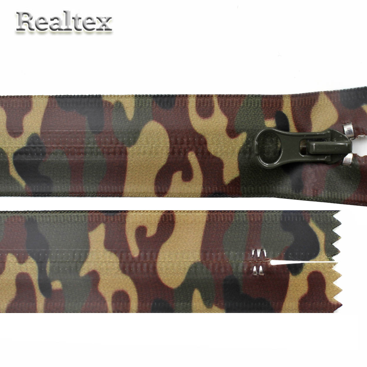  Молния витая Realtex водонепроницаемая R-22 Т.5 1замок 20см неразъемная цв.камуфляж хаки