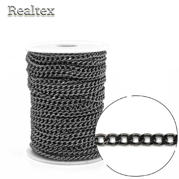 Цепочка декоративная RS B 4,6*6,5*1,2мм (25м) цв.чёрный никель 