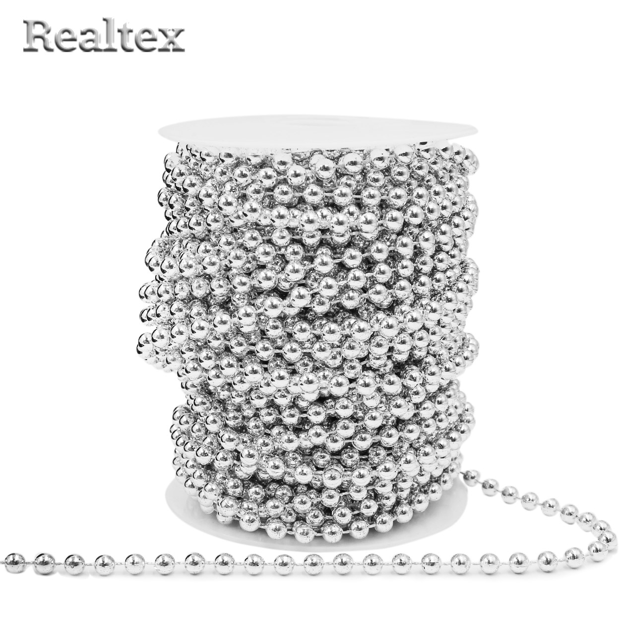 Бусины тесьма Realtex 6мм цв.серебро