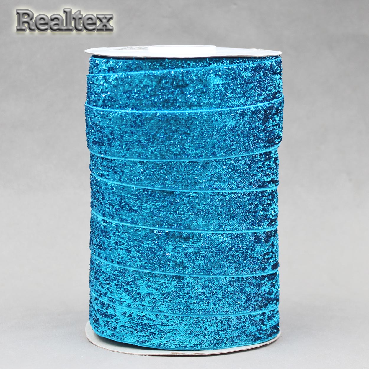 Лента бархатная люрекс RS 20мм цв.03 голубая бирюза