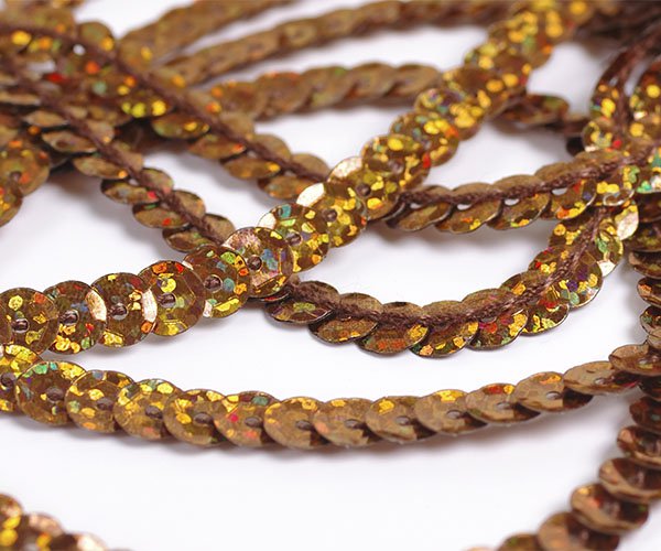 Пайетки на нитях плоские TBY-FLKU06-LB 6мм цв.50107 коричневый