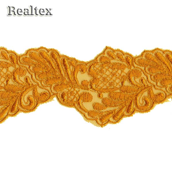 Кружево на сетке  50мм 54-4094 цв.035 яр.желтый