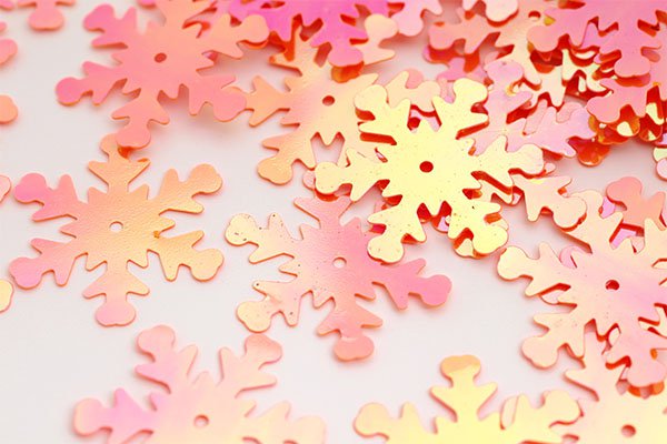 Пайетки россыпью TBY-FLK526 снежинки 25мм (50гр) цв.327 оранжевый