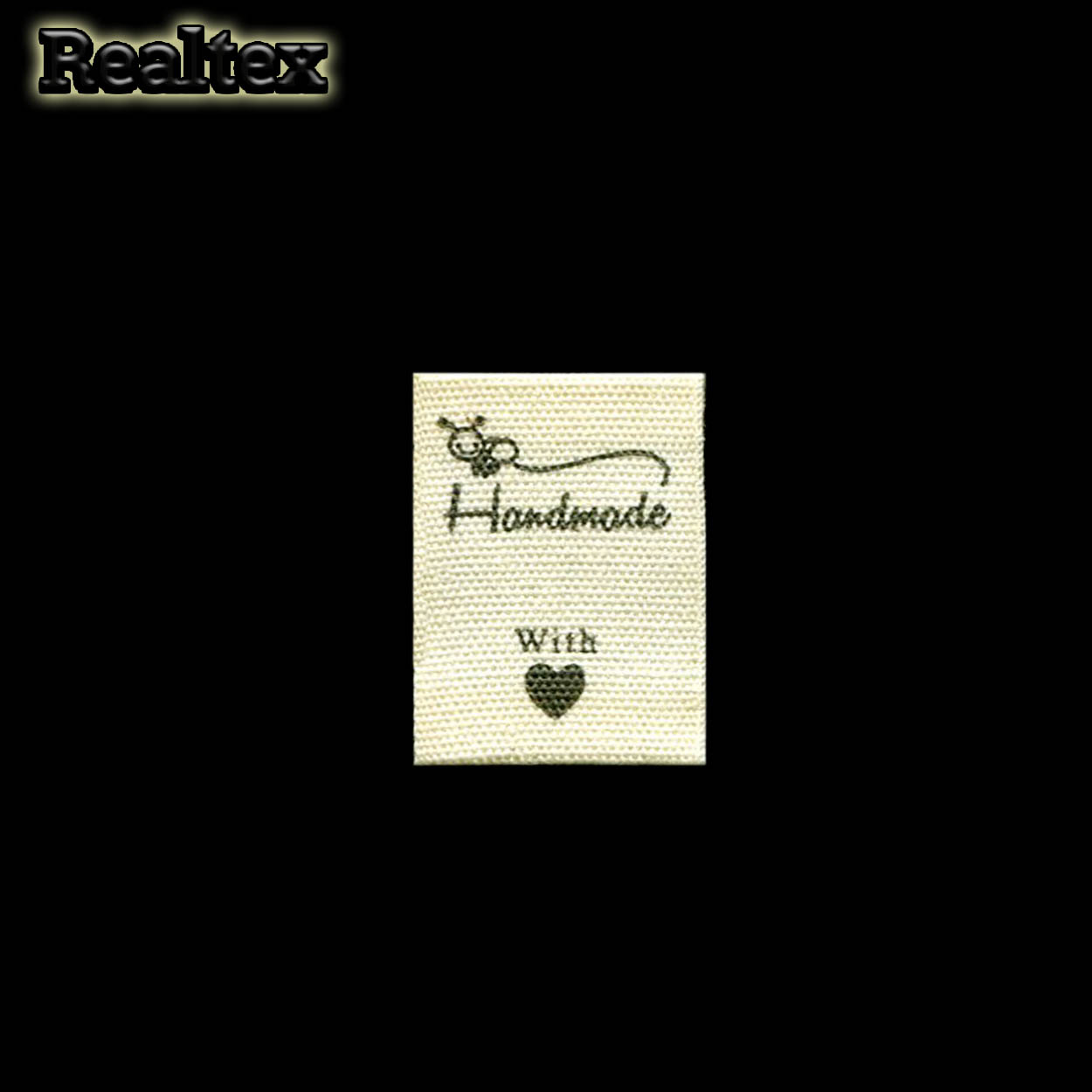 Бирка пришивная ткань Realtex №30 "HandMade" (25шт) цв.суровый