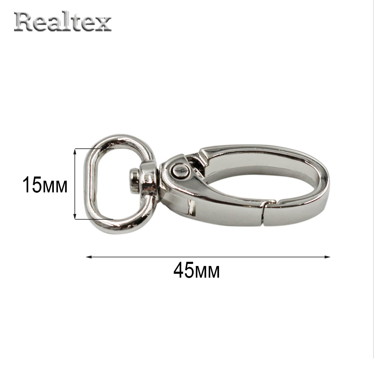 Карабин Realtex 15мм (10шт) цв.полированный никель